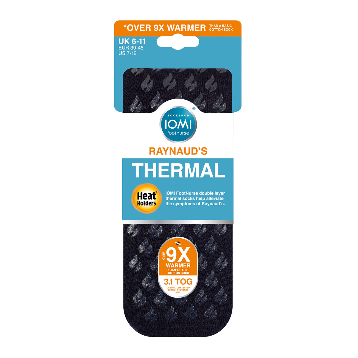 1 paire de chaussettes thermiques Raynaud pour homme - Bleu marine