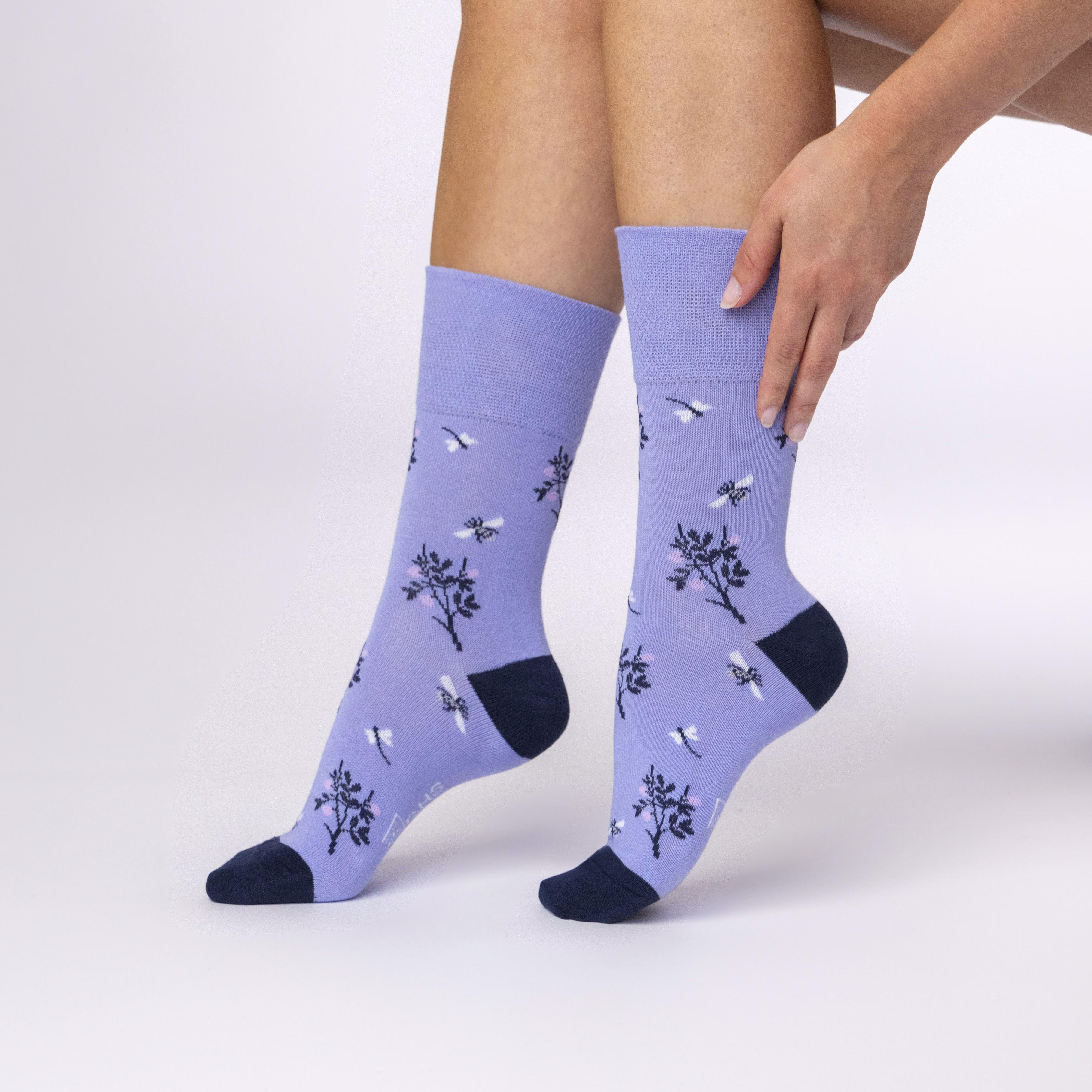 3 Pairs Ladies RHS Cotton Socks - Floral / Insect