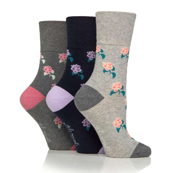 3 Pairs Ladies RHS Cotton Socks - Roses