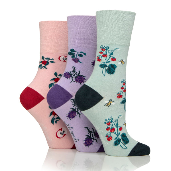 3 Pairs Ladies RHS Bamboo Socks - Fruit