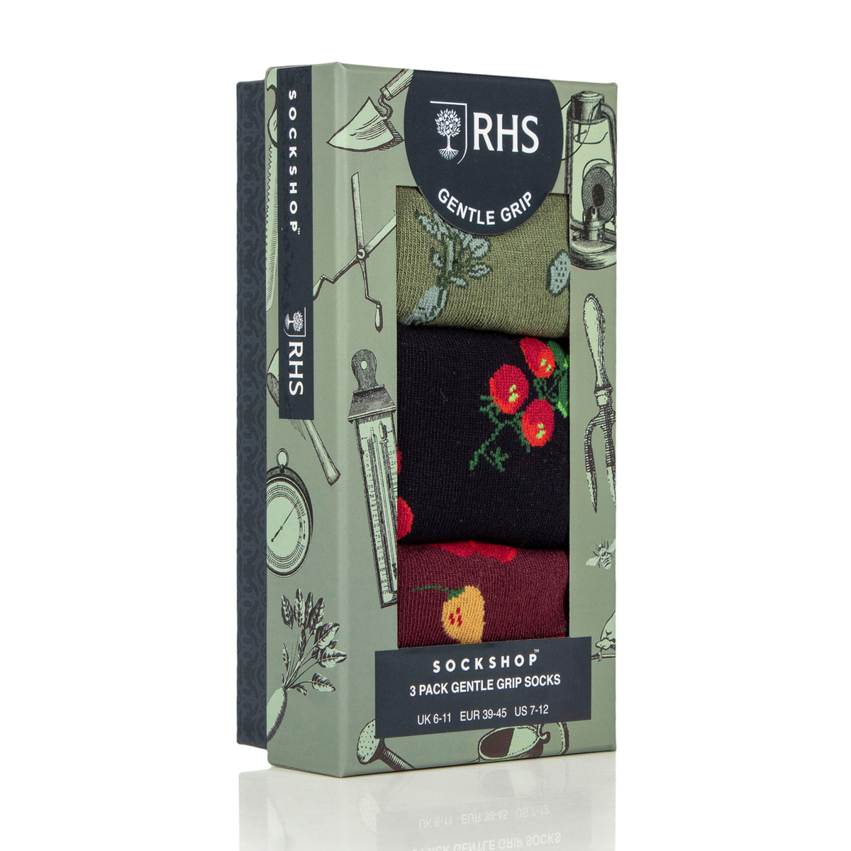 Lot de 3 paires de chaussettes en coton RHS pour homme – Insectes