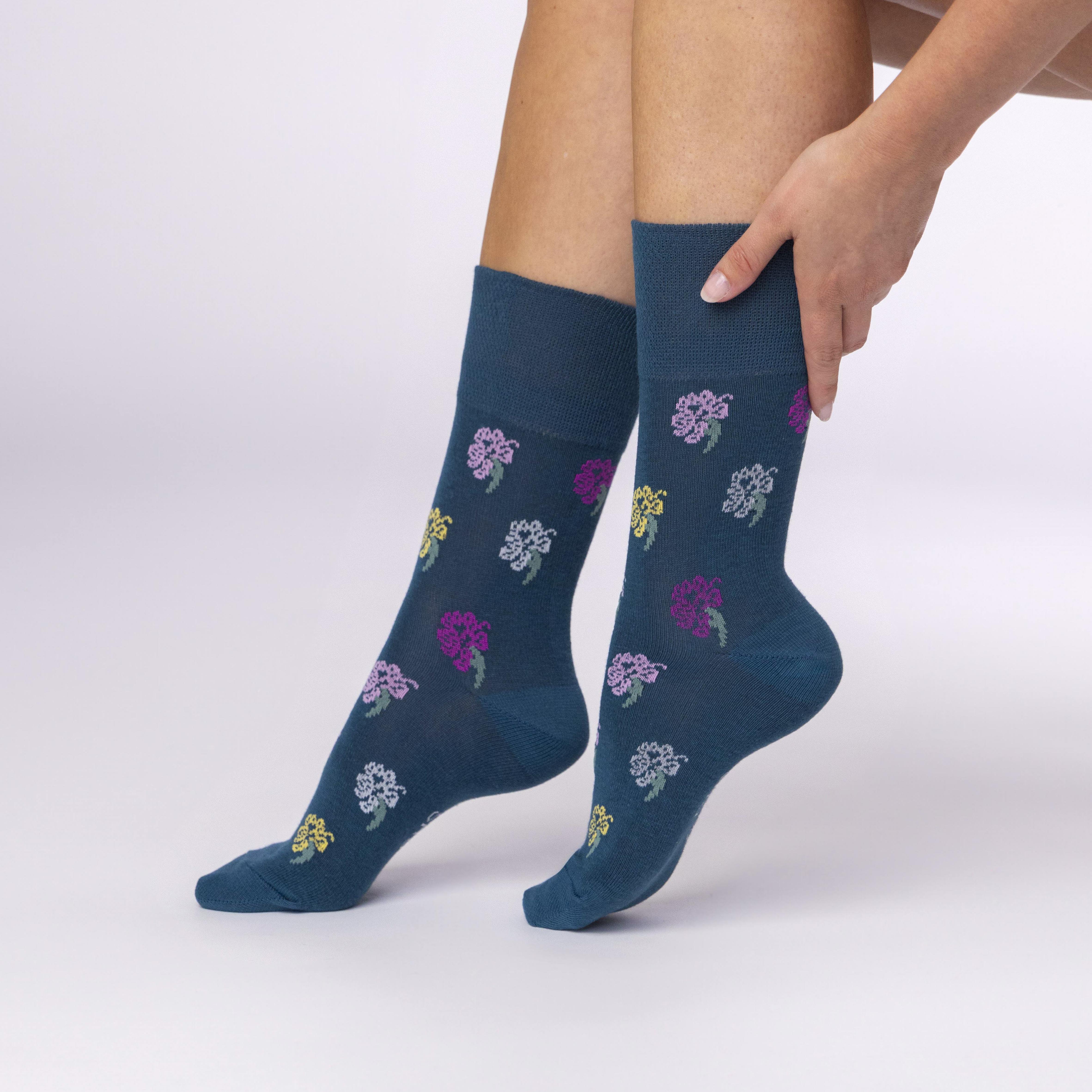 3 Pairs Ladies RHS Cotton Socks - Mixed Floral