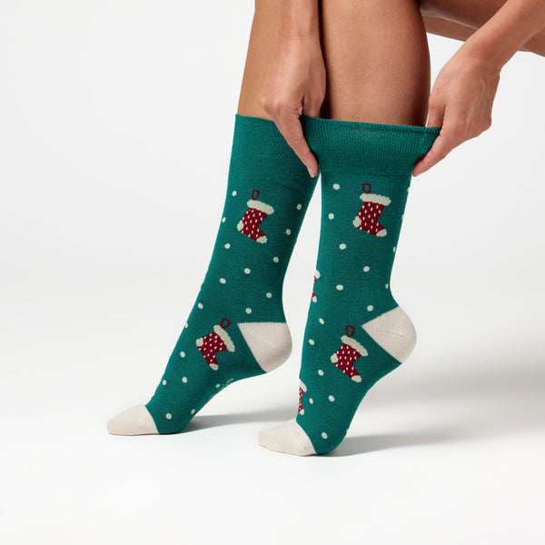 3 Pairs Ladies Fun Feet Christmas Socks - Bamboo Stocking/Holly/Candy Canes