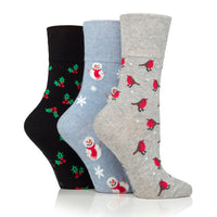 Lot de 3 paires de chaussettes de Noël amusantes pour femme - Robin Mix