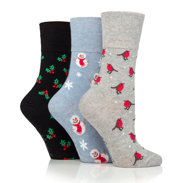 Lot de 3 paires de chaussettes de Noël amusantes pour femme - Robin Mix