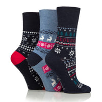 Lot de 3 paires de chaussettes de Noël amusantes pour femme - Motif jacquard