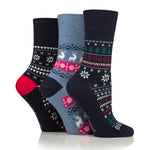 Charger l&#39;image dans la galerie, Lot de 3 paires de chaussettes de Noël amusantes pour femme - Motif jacquard
