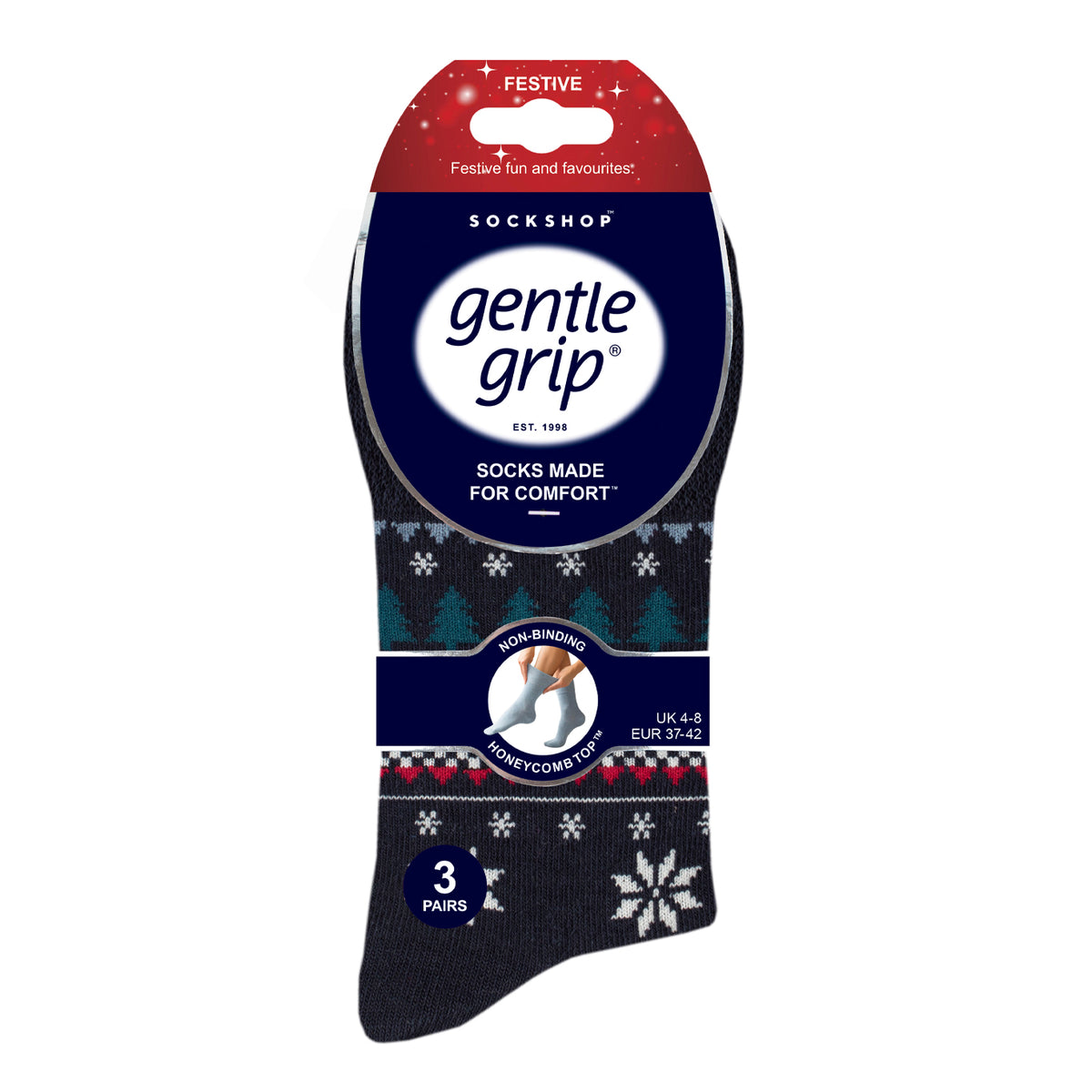 Lot de 3 paires de chaussettes de Noël amusantes pour femme - Motif jacquard