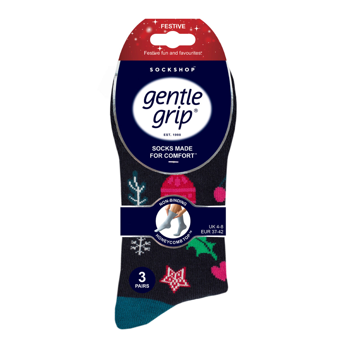 3 Pairs Ladies Fun Feet Christmas Socks - Merry and Bright