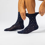 Load image into Gallery viewer, 3 Pairs Men's Cotton Socks - Denim Polka Dots
