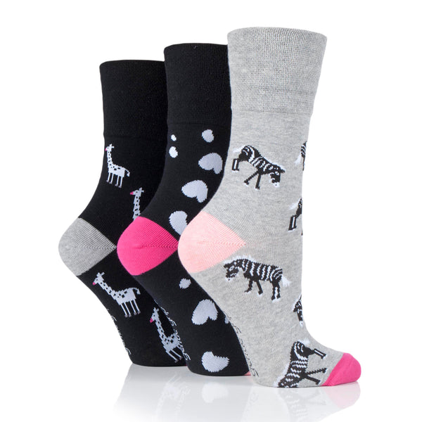 Lot de 3 paires de chaussettes amusantes en coton pour femme – Zebra Life