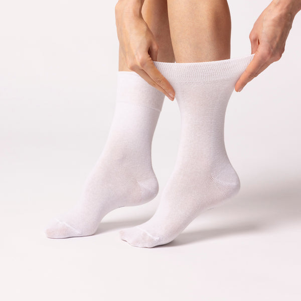 3 Pairs Ladies Plain Cotton Socks - White