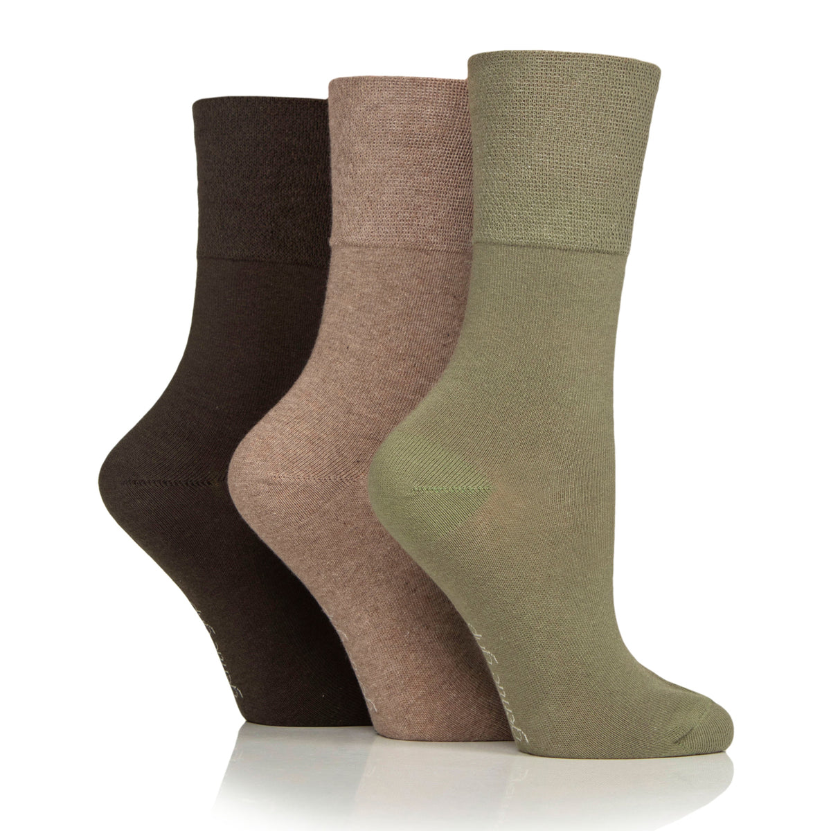 Lot de 3 paires de chaussettes unies en coton pour femme - Mélange kaki