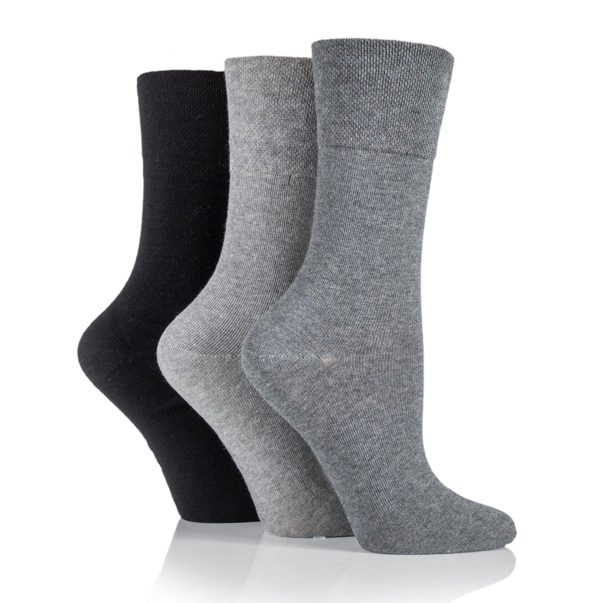 3 paires de chaussettes unies en coton pour femme - Noir/Anthracite/Gris