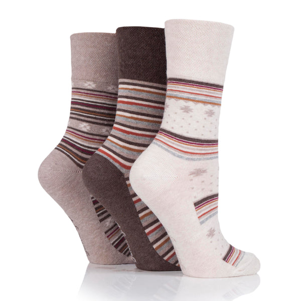 3 paires de chaussettes en coton pour femme - Folk Brown
