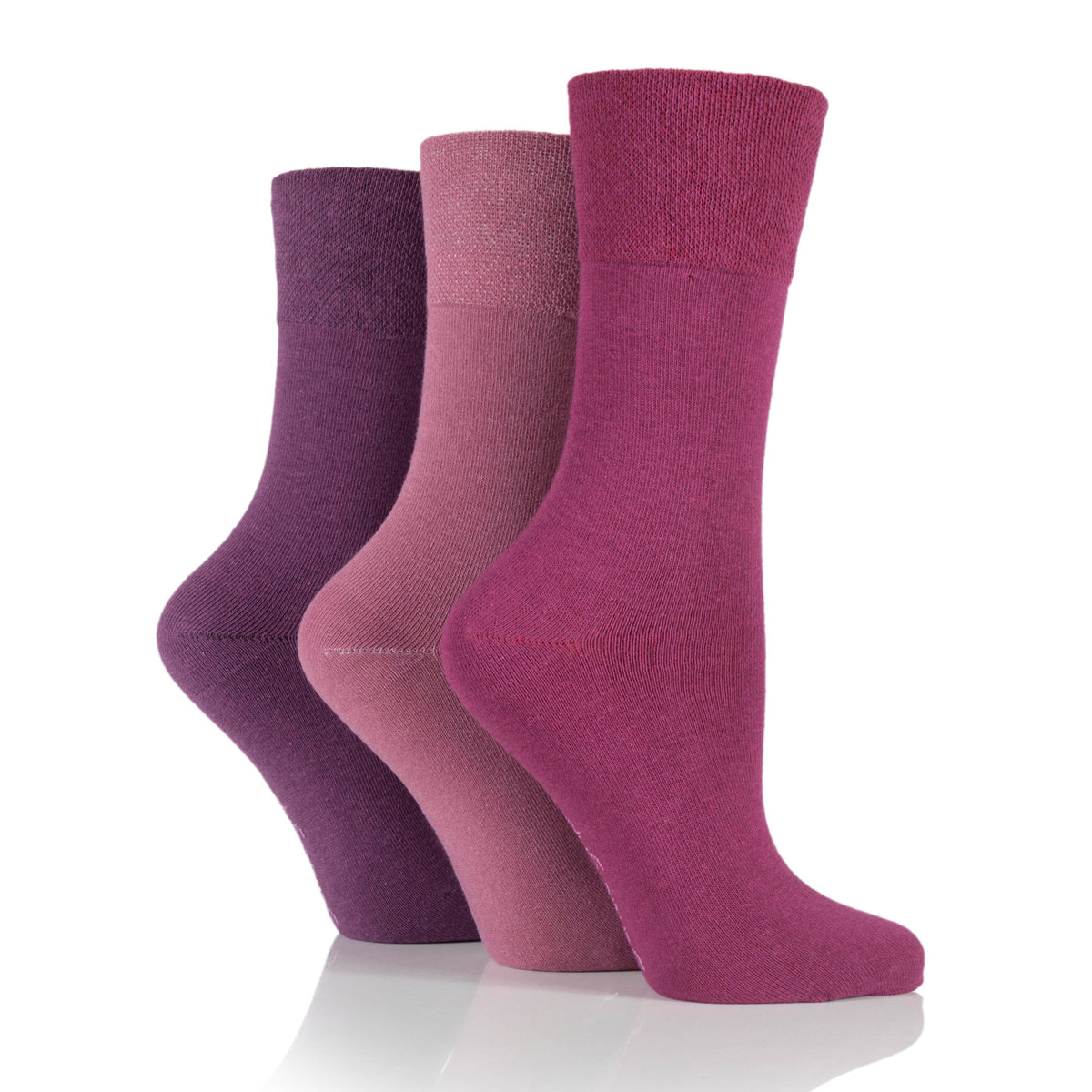 3 paires de chaussettes unies en coton pour femme - Rose/Violet