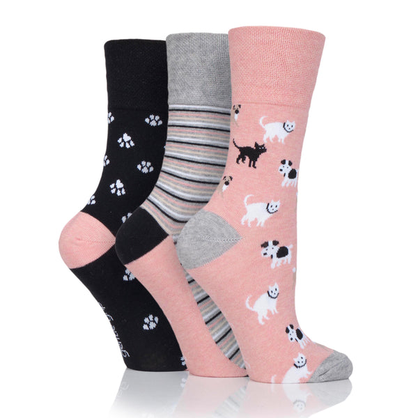 Lot de 3 paires de chaussettes amusantes en coton pour femme - Animaux