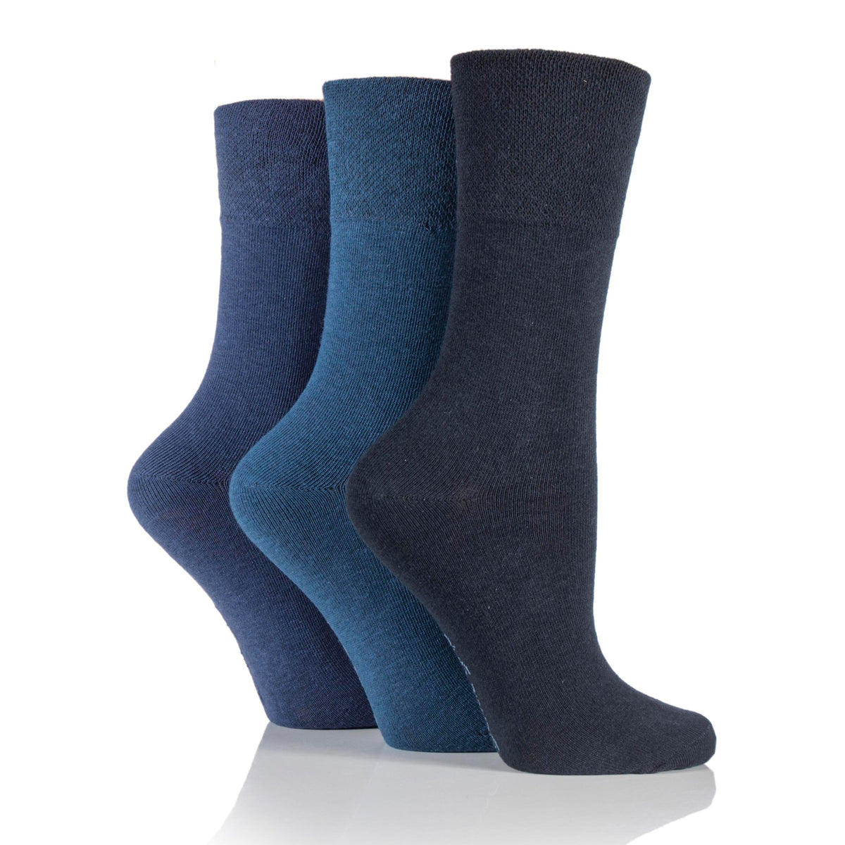 Lot de 3 paires de chaussettes unies en coton pour femme - Bleu marine