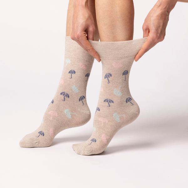 3 paires de chaussettes amusantes en coton pour femme - Jours de pluie