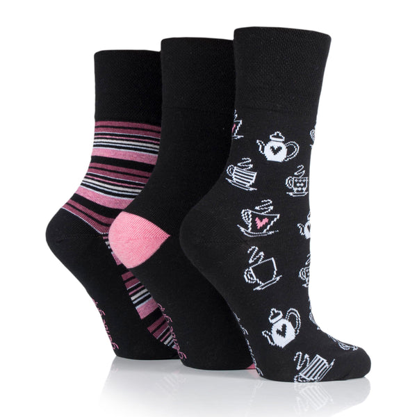Lot de 3 paires de chaussettes amusantes en coton pour femme - Thé de l'après-midi