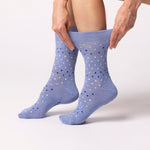 Charger l&#39;image dans la galerie, 3 paires de chaussettes en coton pour femme – Micro Blossom Blue
