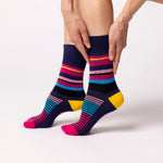 Load image into Gallery viewer, 3 Pairs Ladies Colourburst Cotton Socks - Hyper Colour
