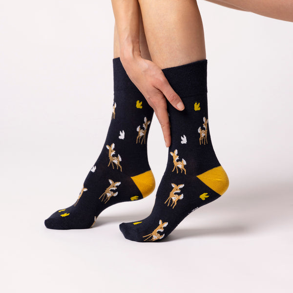 Lot de 3 paires de chaussettes amusantes en coton pour femme – Promenade dans les bois