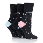 Charger l&#39;image dans la galerie, Lot de 3 paires de chaussettes en coton pour femme – Motif à pois noirs
