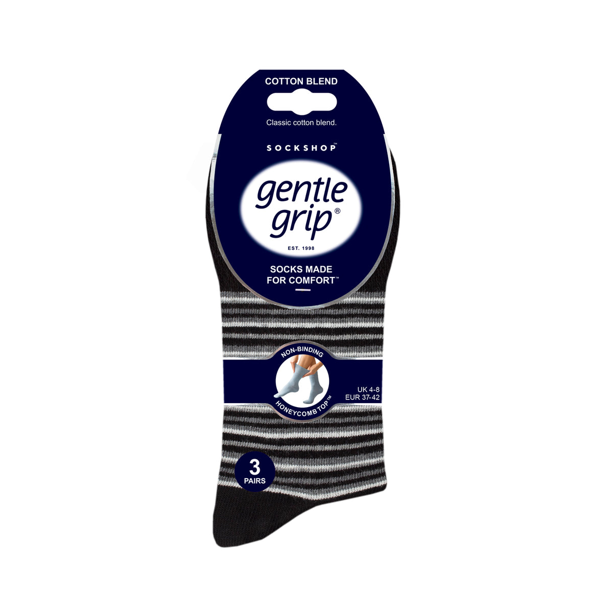 Lot de 3 paires de chaussettes City Varied Stripe en coton pour femme - Noir