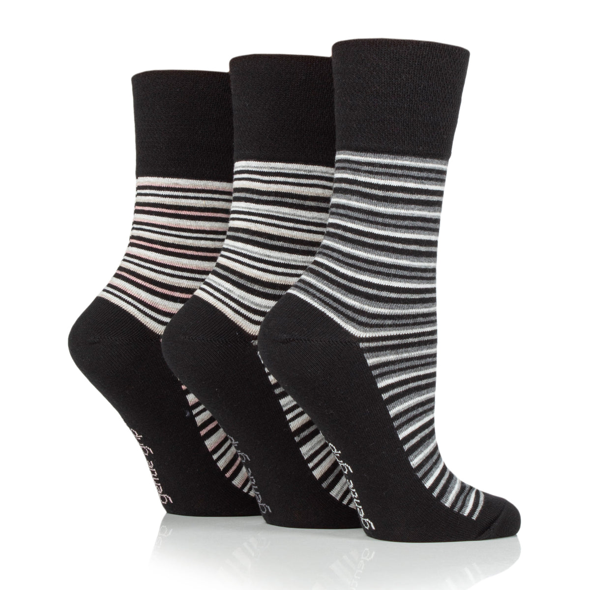 Lot de 3 paires de chaussettes City Varied Stripe en coton pour femme - Noir