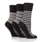 Charger l&#39;image dans la galerie, Lot de 3 paires de chaussettes City Varied Stripe en coton pour femme - Noir
