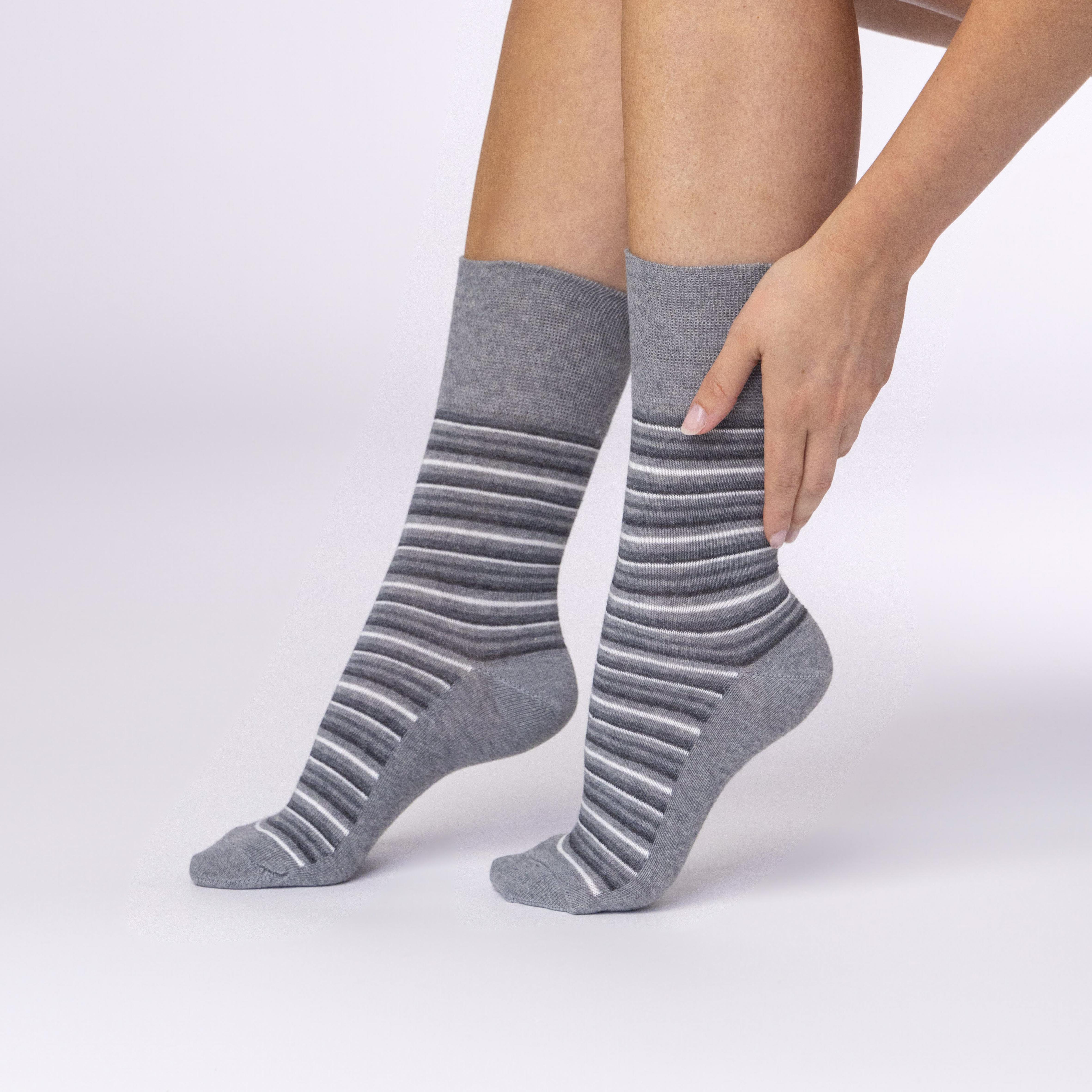 Lot de 3 paires de chaussettes City Varied Stripe en coton pour femme - Gris