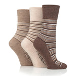 Charger l&#39;image dans la galerie, Lot de 3 paires de chaussettes City en coton à rayures variées pour femme - Marron
