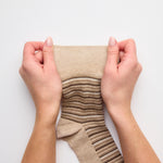 Charger l'image dans la galerie, Lot de 3 paires de chaussettes City en coton à rayures variées pour femme - Marron
