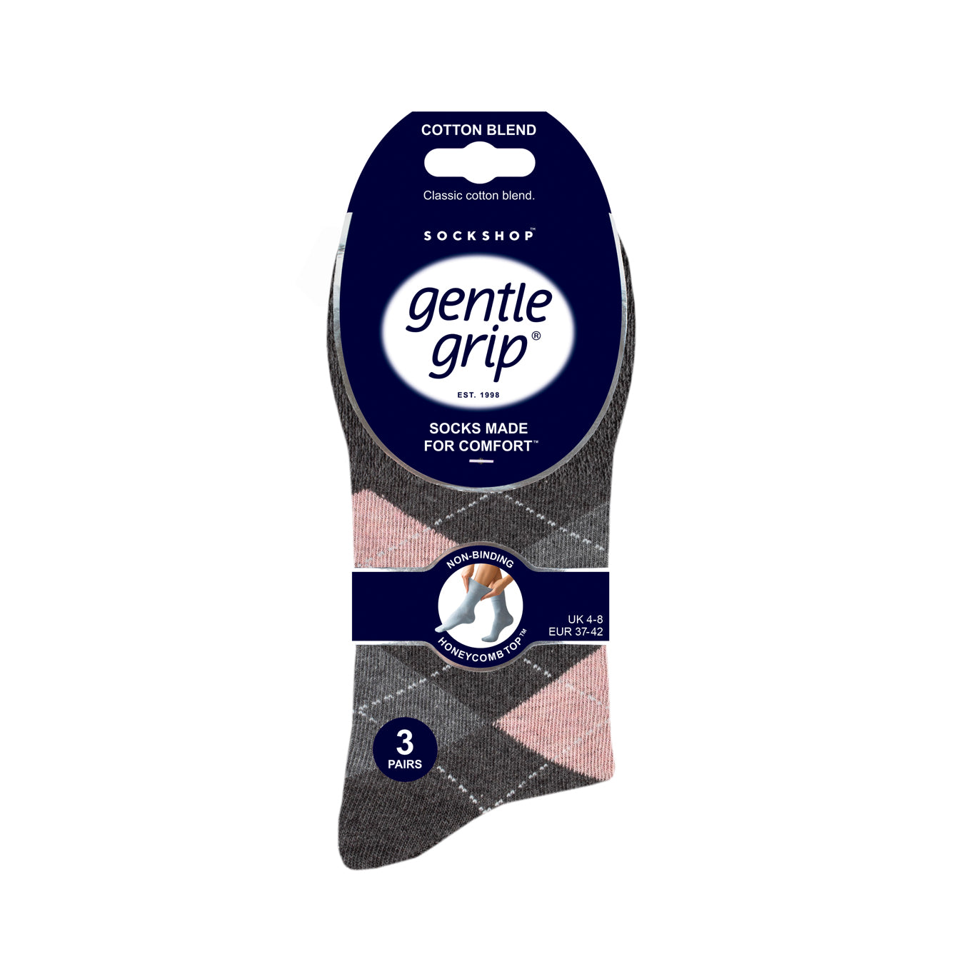 Lot de 3 paires de chaussettes Highlands Argyle en coton pour femme - Gris