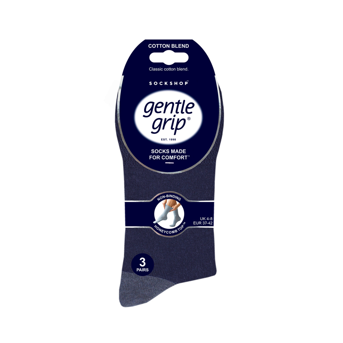 3 Pairs Ladies Seclude Contrast Heel Socks - Navy