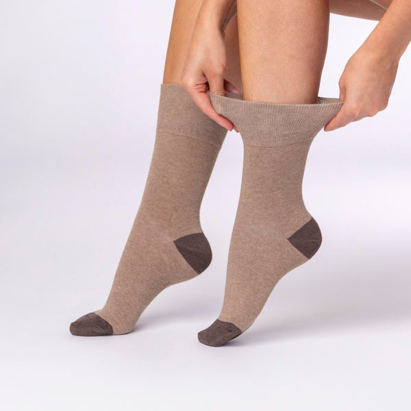 Lot de 3 paires de chaussettes à talons contrastés Seclude pour femme - Marron