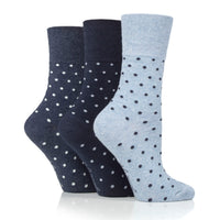 Lot de 3 paires de chaussettes en coton à pois numériques pour femme - Bleu marine/denim