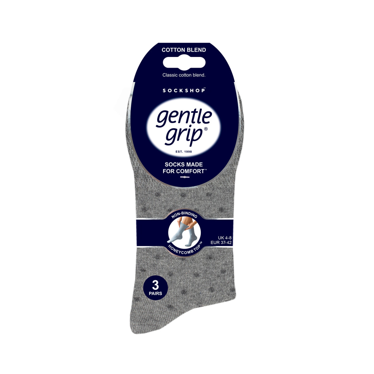 Lot de 3 paires de chaussettes en coton à pois numériques pour femme - Anthracite/Gris