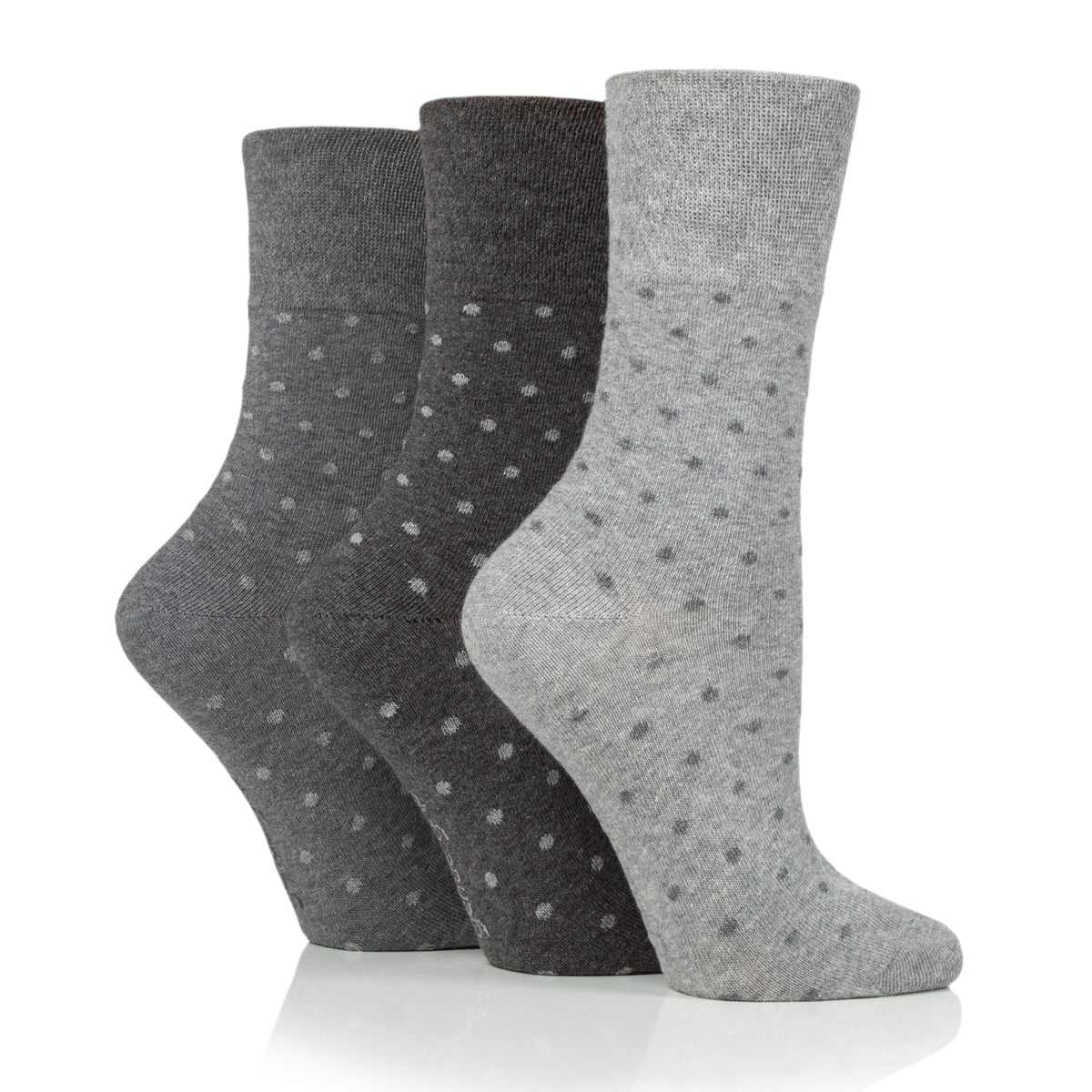 Lot de 3 paires de chaussettes en coton à pois numériques pour femme - Anthracite/Gris