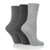 Lot de 3 paires de chaussettes en coton à pois numériques pour femme - Anthracite/Gris