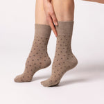 Charger l&#39;image dans la galerie, Lot de 3 paires de chaussettes en coton à pois numériques pour femme - Marron/Neutre

