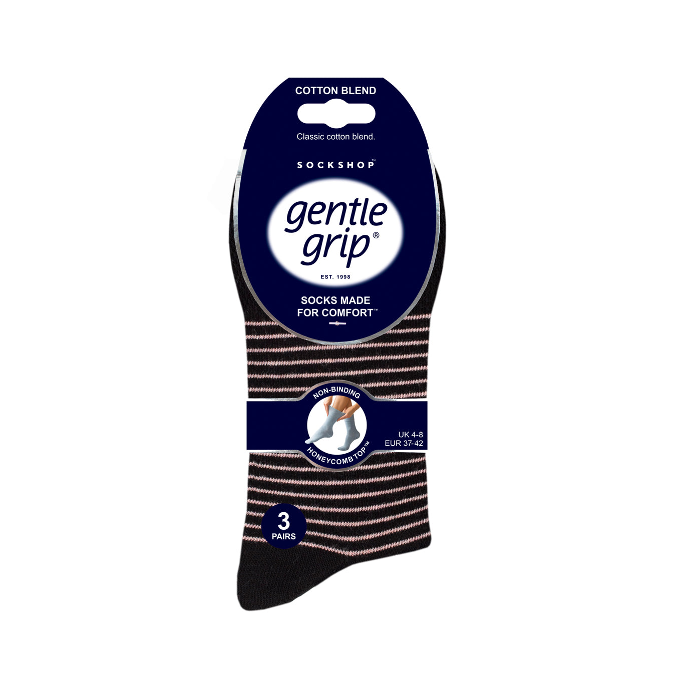 Lot de 3 paires de chaussettes en coton à rayures universitaires pour femme - Noir