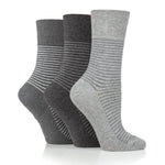 Charger l&#39;image dans la galerie, Lot de 3 paires de chaussettes en coton à rayures universitaires pour femme - Gris
