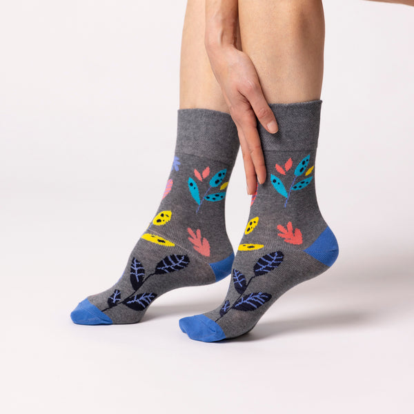 Lot de 3 paires de chaussettes en coton pour femme - Motif floral pop