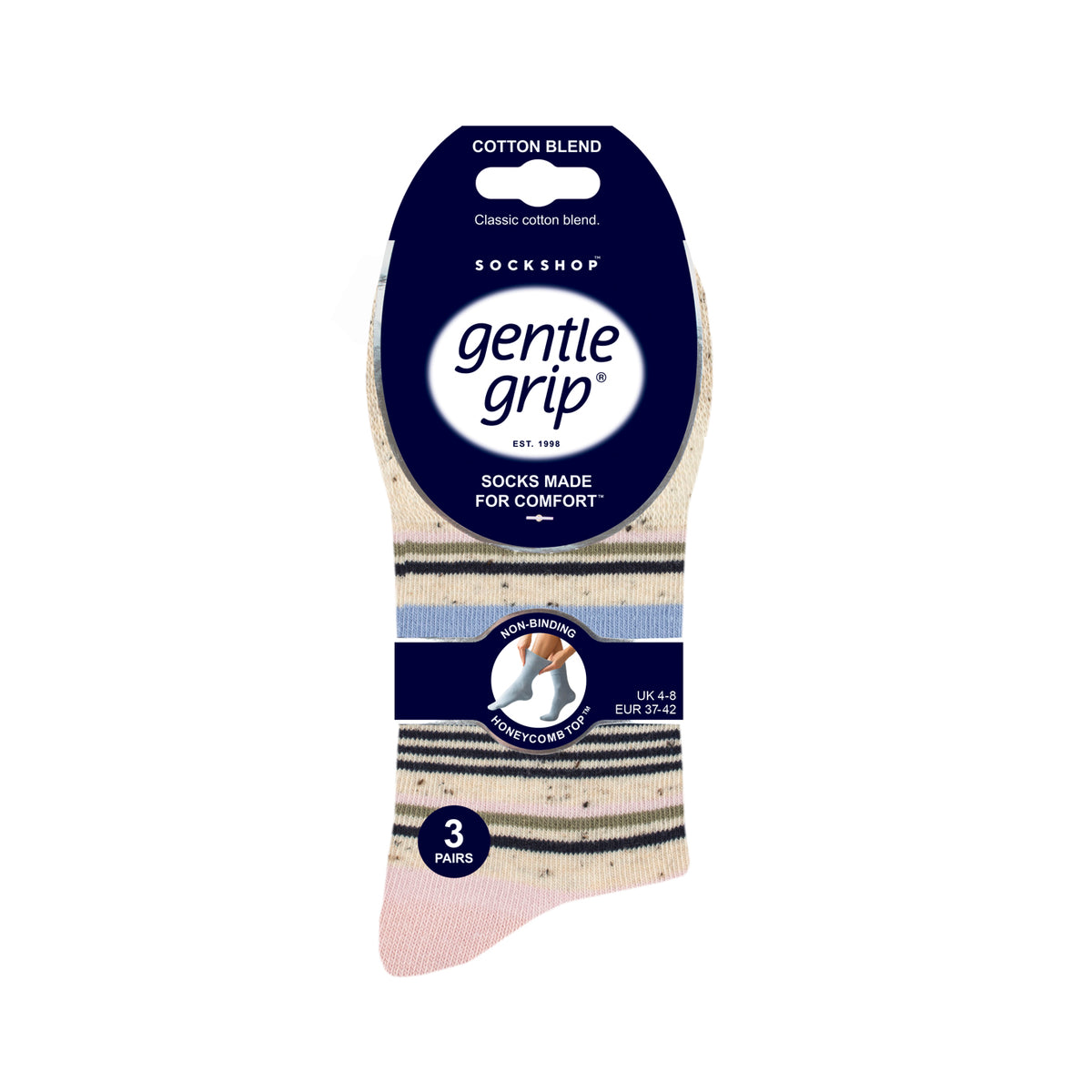 3 Pairs Ladies Cotton Socks - Sherbet Stripe