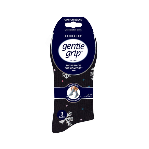 3 paires de chaussettes en coton pour femme - Flocon de neige