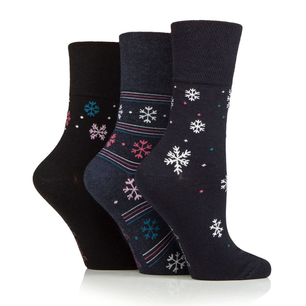 3 paires de chaussettes en coton pour femme - Flocon de neige