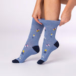 Load image into Gallery viewer, 3 Pairs Ladies Cotton Socks - Daisies And Butterflies
