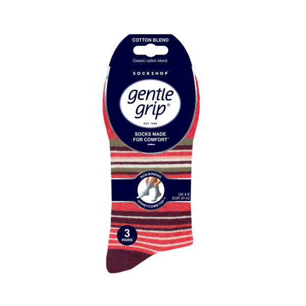 3 Pairs Ladies Cotton Socks - Wilderness Stripe